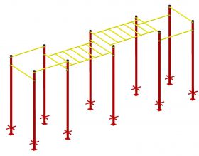 Рукоход в двух уровнях, шесть турников